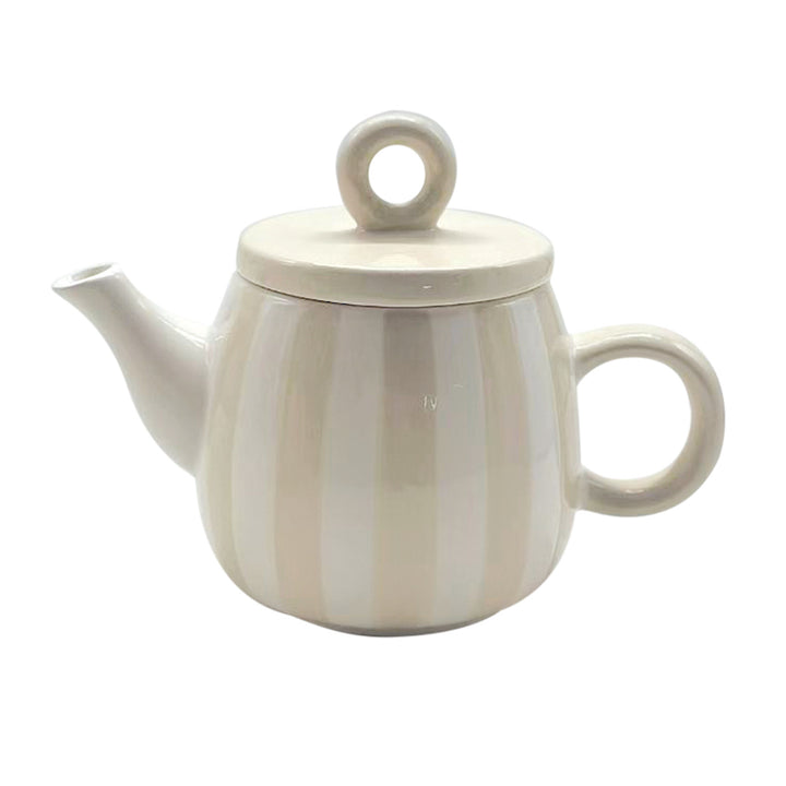 Striped beige teapot