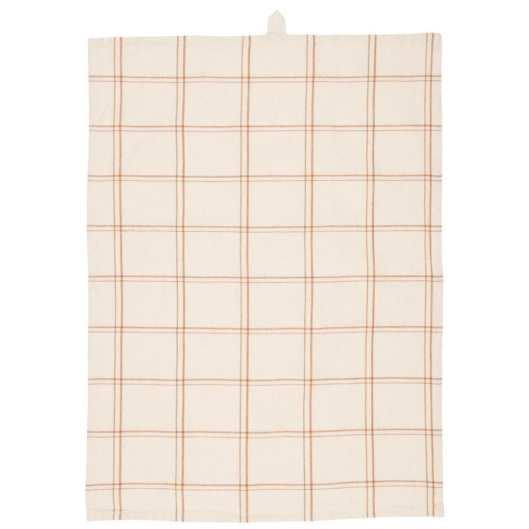Torchon beige à grands carreaux marron
