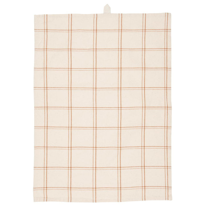 Torchon beige à grands carreaux marron