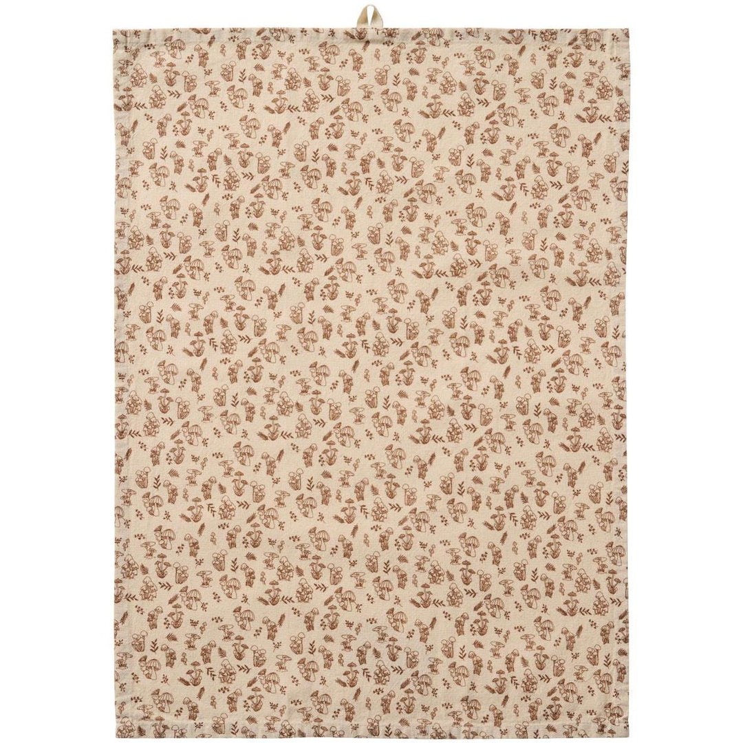 Torchon avec motif de champignons en coton