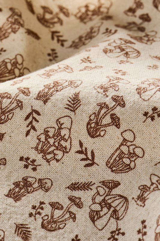 Torchon avec motif de champignons en coton