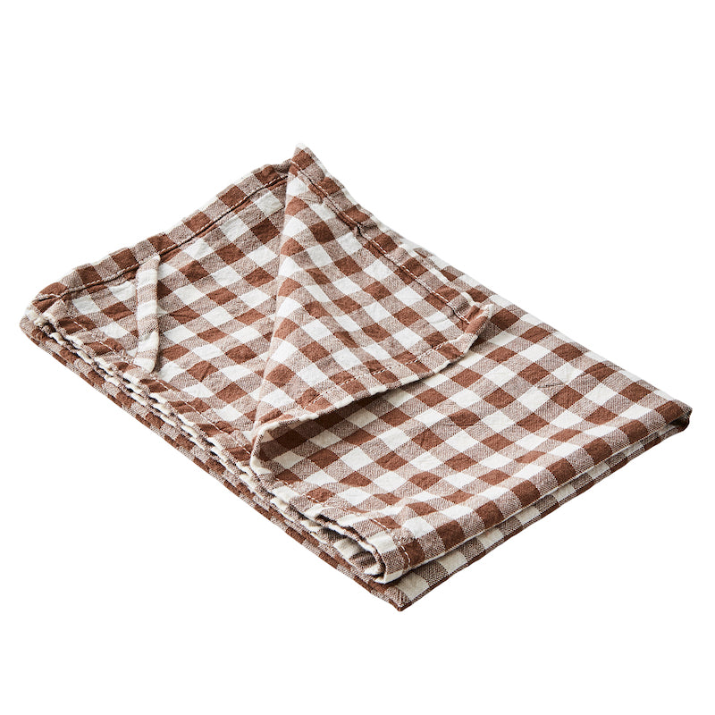 Brown gingham cotton dish towel