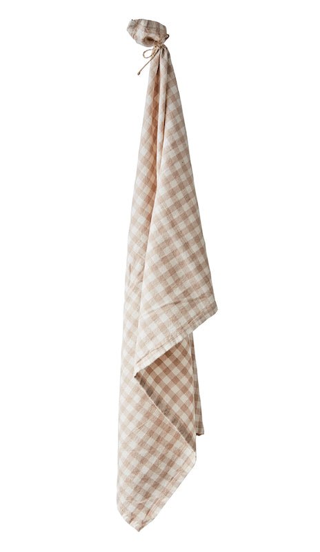 Torchon vichy beige en coton