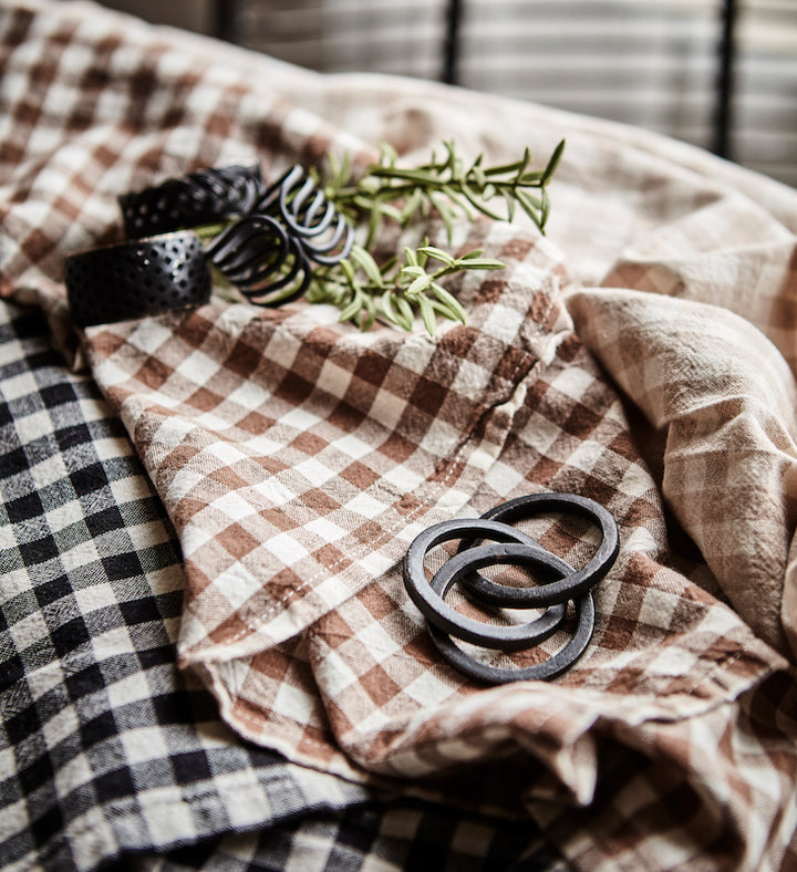 Torchon vichy beige en coton