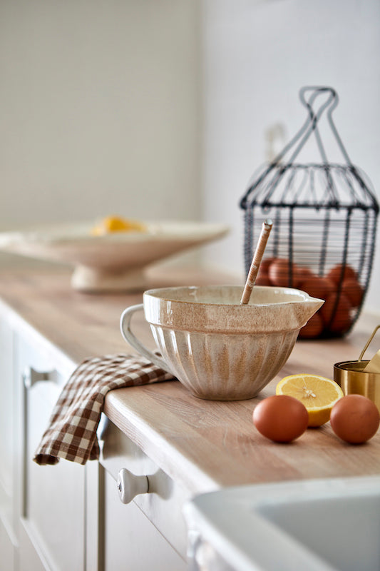 Brown gingham cotton dish towel
