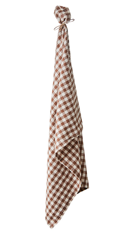 Brown gingham cotton dish towel
