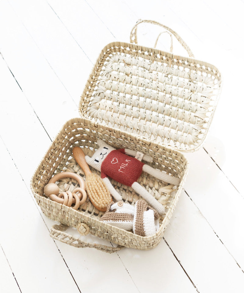 Traditional Moroccan palm leaf suitcase S