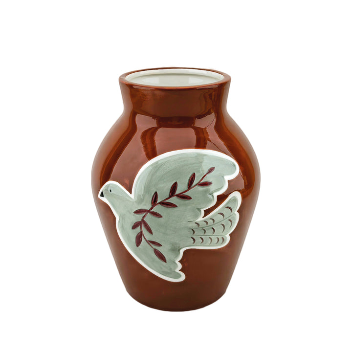 Vase motif colombe