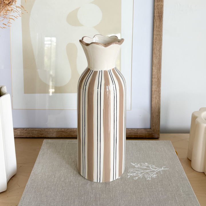 Vase corolle rayures