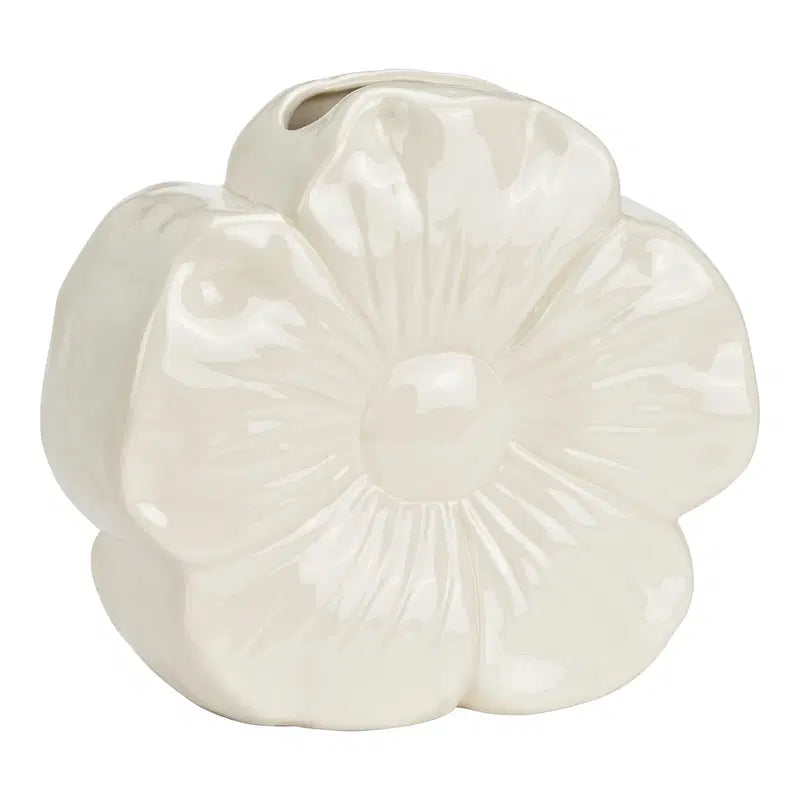 Vase forme fleur blanc