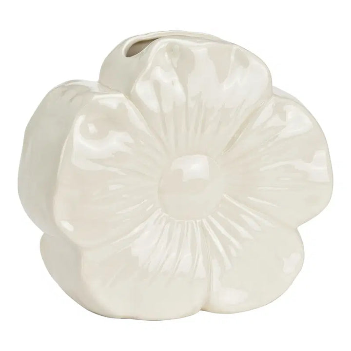 Vase forme fleur blanc