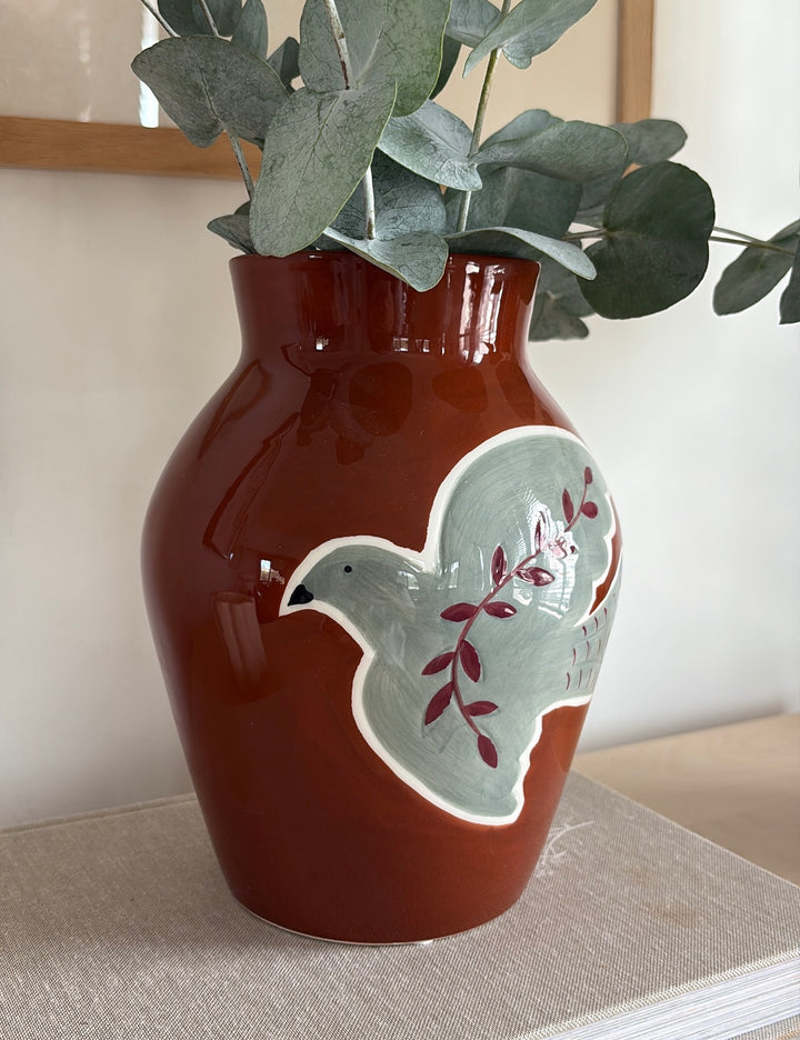 Vase motif colombe
