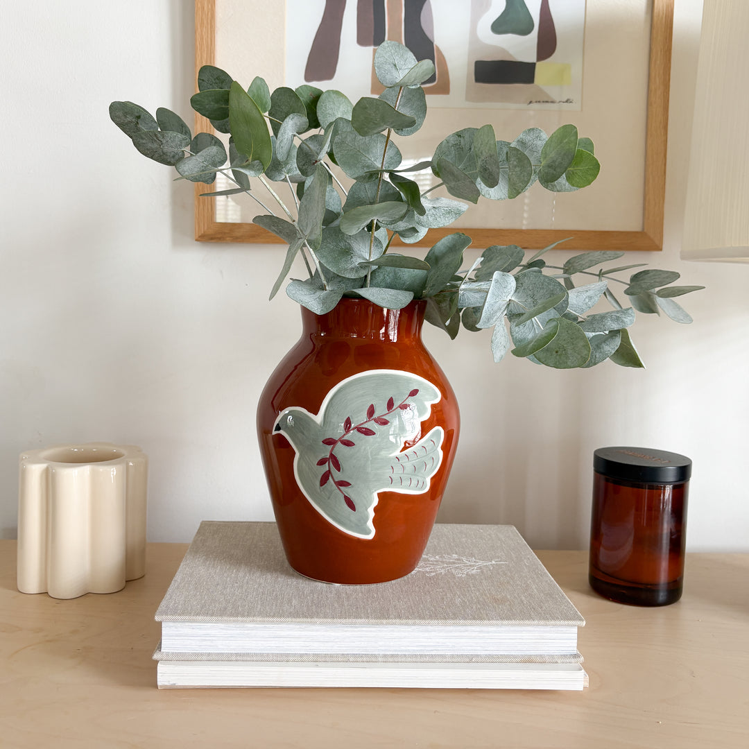 Vase motif colombe