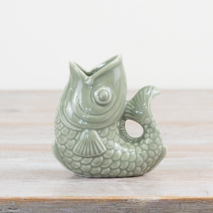 Petit vase  poisson en céramique vert